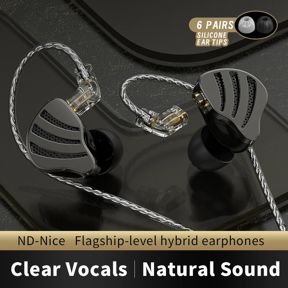 ND HIFI In Ear Monitor Earphone Dynamic Wired Headphone Noise Cancelling Sports Running Earbuds 3.5mm Plug Tone Sports Earbuds