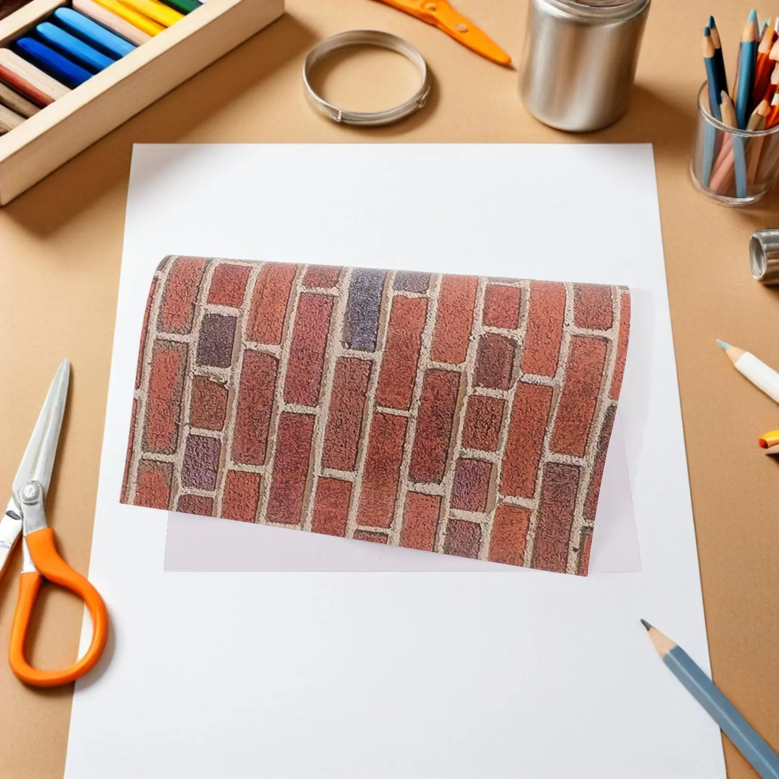 

12 Sheets 1:12 Scale Dollhouse Brick Wallpaper Peel and Stick Self Adhesive Miniature Wall Cladding Red Brick Removable Wall
