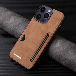 Retro Card Holder Phone Case for IPhone 17 Air 16 15 Plus 14 13 12 11 Pro Max Mini XS XR X  Wallet PU Leather Shockproof  Cover