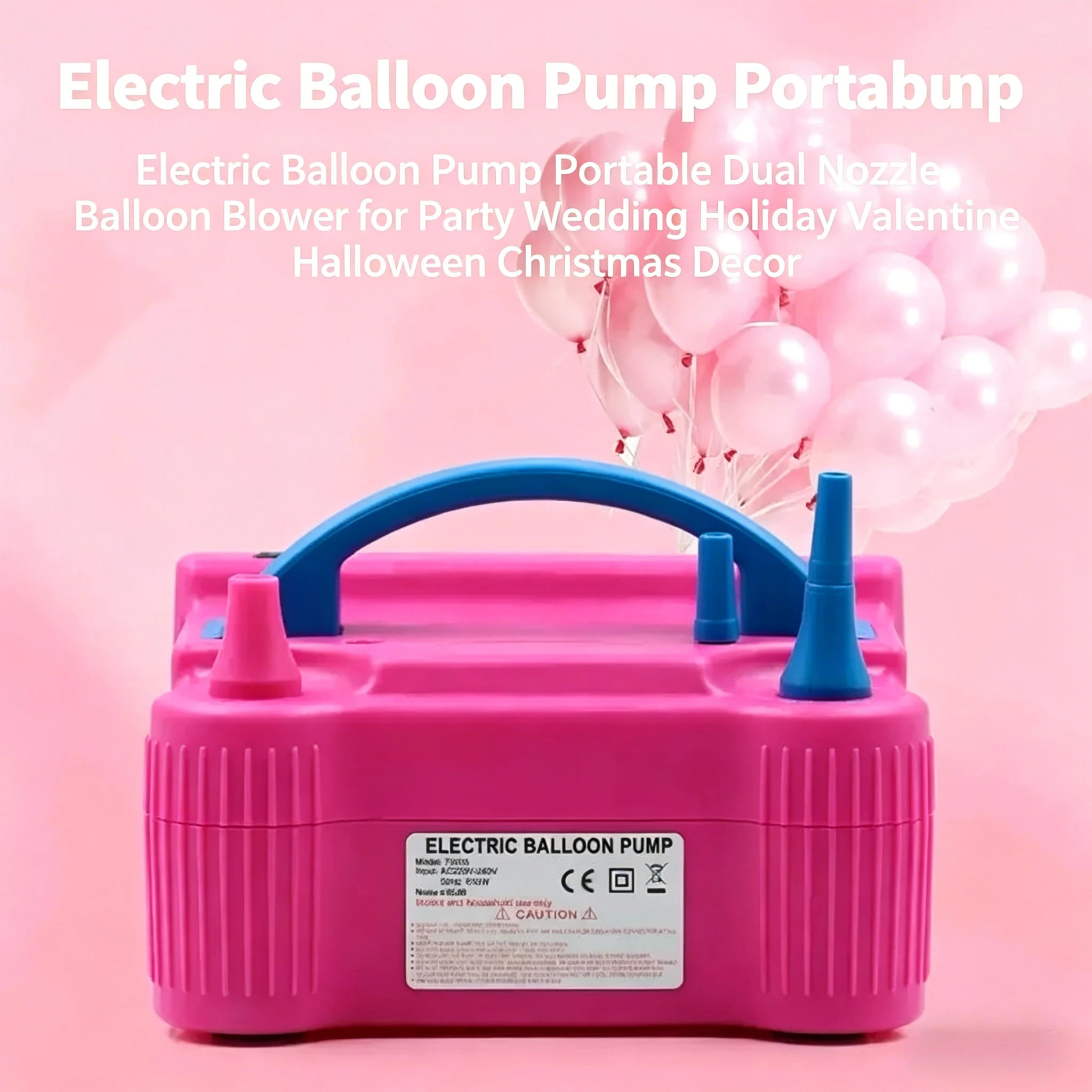Portable Electric Balloon Blower Pump - Quick Inflation Pink Balloon Machine for All Parties, Holidays & Festival Decor Supplies