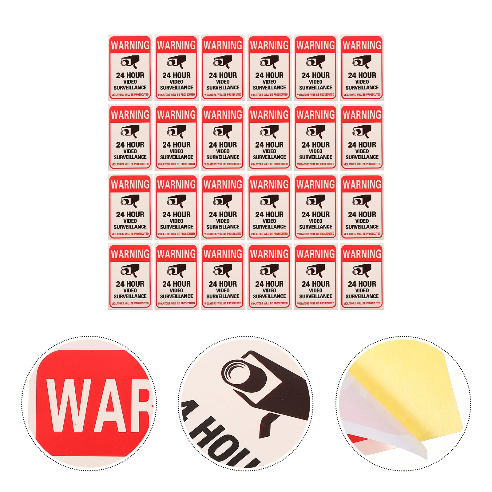 50 قطعة ملصقات تحذير الكاميرا علامات أمنية ذاتية اللصق شارات مراقبة مرئية مشرقة لأمن استخدام مكتب مول