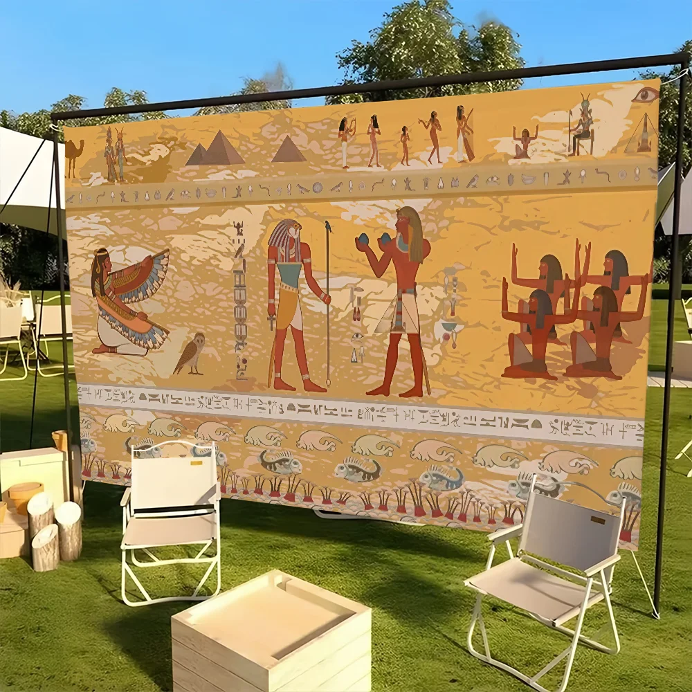 Pharaoh Hierogly-phic flag Decoration Outdoor Picnic Party Art Hanging Home Camping Party Banner