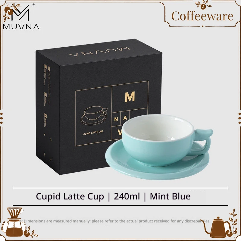 MUVNA Cupid Latte Cup Ceramic Coffee Mug Exquisite Porcelain Drinkware For Home Barista Coffee Making Gifting Use