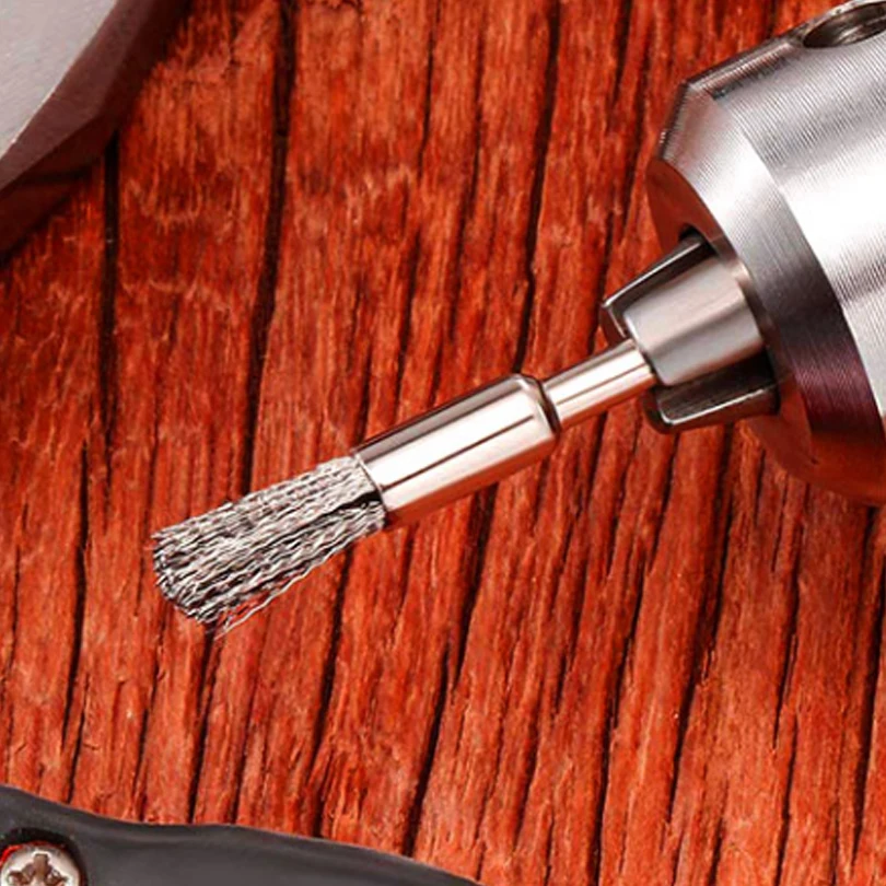 Escova de fio de polimento de aço inoxidável, haste de 3.0mm para metalwokring, ferramenta de polimento, escova de ferramenta abrasiva com 10 peças