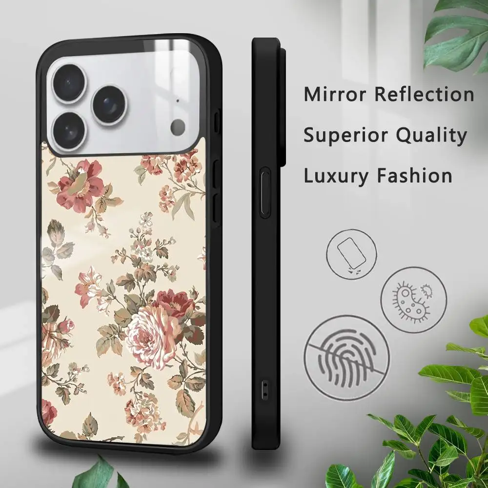 

Vintage-style Roses Hard Case for iPhone 17 16 15 14 13 12 11 Pro Xs Max Mini Plus