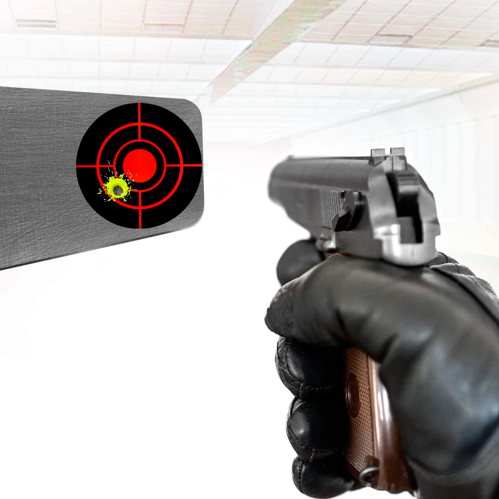 100Pcs 4inch Marking Shooting Practice Splash Target Stickers Shooting Target Training Supplies Stickers Fluorescent Color Labels (Can Be Used for Real Gun Practice and Air Gun Practice)