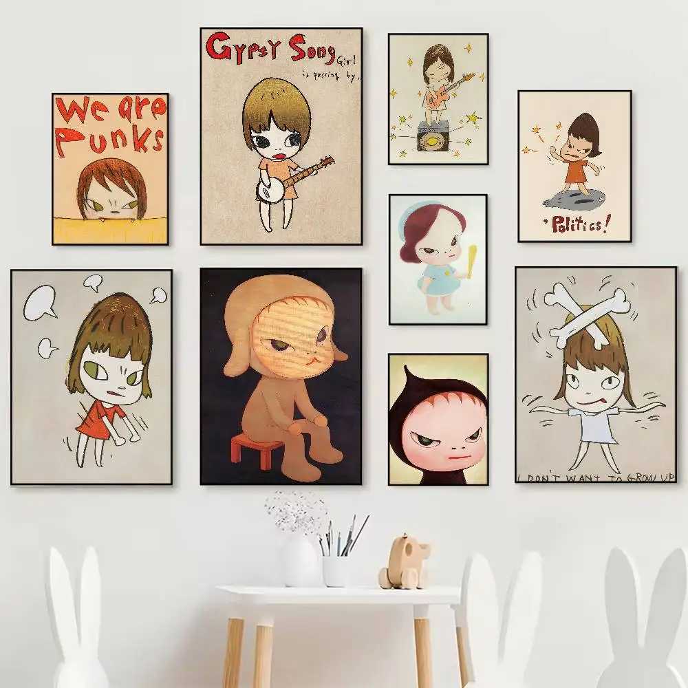 Yoshitomo Nara Kunstposter, HD-Kunst, klebrige Wand, wasserdicht, für Zuhause, Wohnzimmer, Schlafzimmer, Bar, ästhetische Dekoration