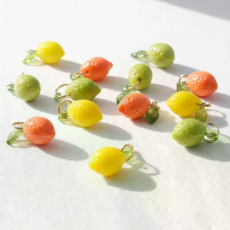 10pcs Small Lemon Charm Acrylic Fruit Lemon Pendant DIY Charms Handmade DIY Jewelry Accessories