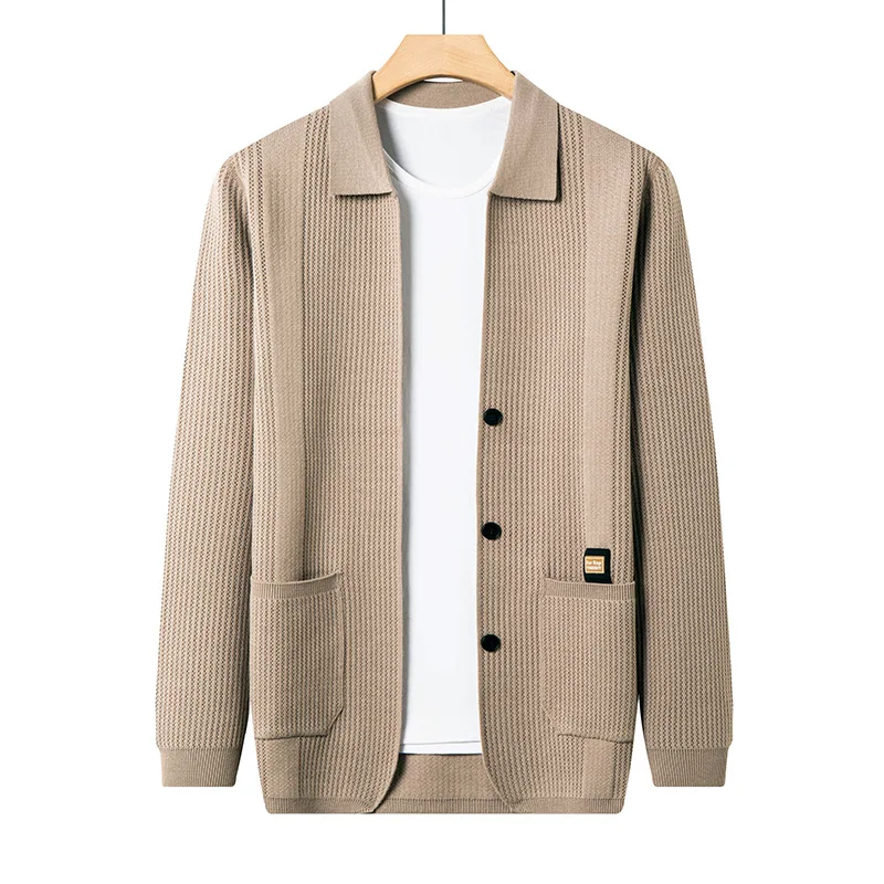 2025 Spring and Autumn New Young Men's Knitted Cardigan Sweater Men's Jacket Men's Casual Solid Color
