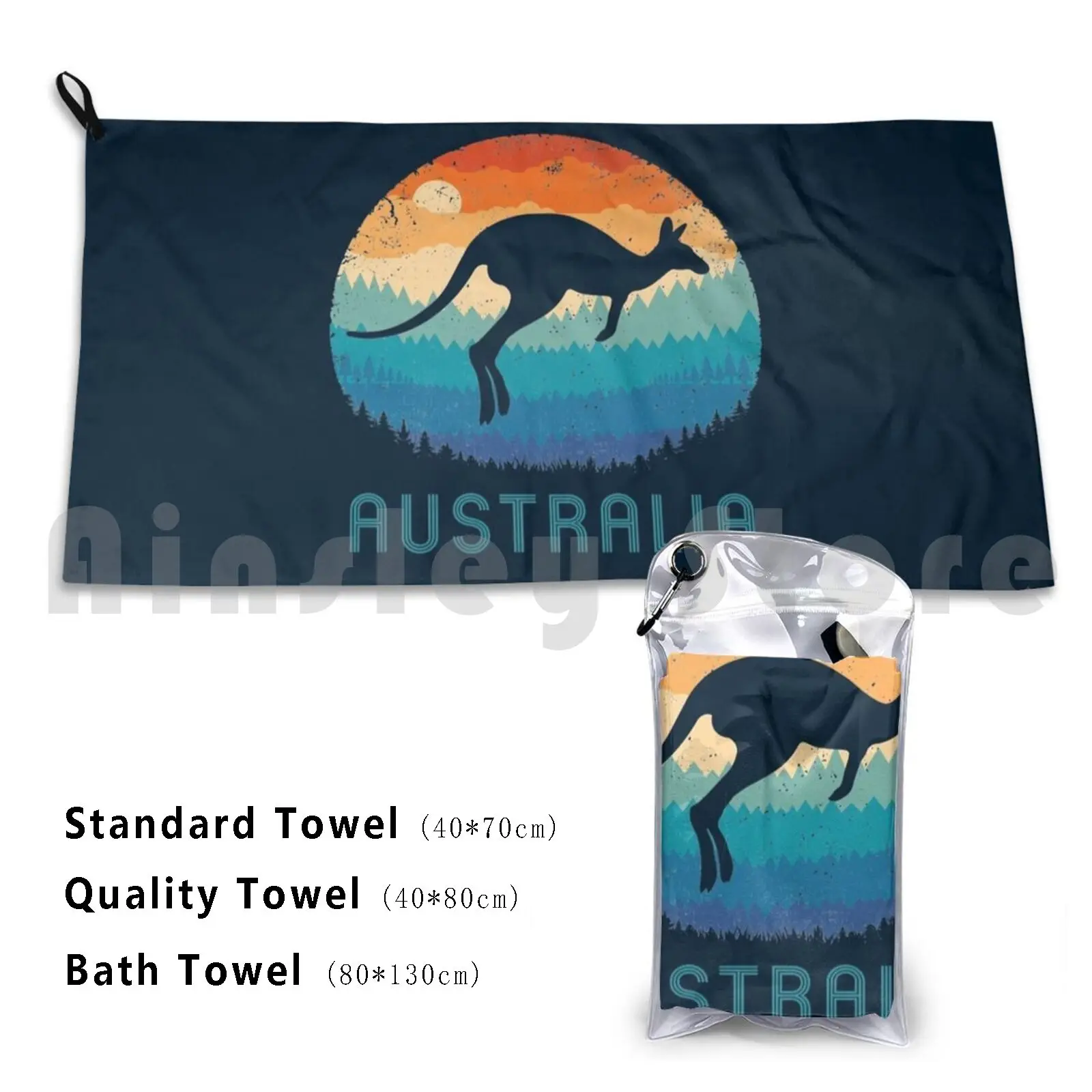 Australia Kangaroo Retro Bath Towel Beach Cushion Australia Kangaroo Outback Aussie Pride Australian Day Perth