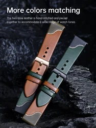 Maikes Double Color Watch Band, Quick Release, Handmade, Top Full Grain Leather Smart Watch Strap, For IWC ROLEX OMEGA