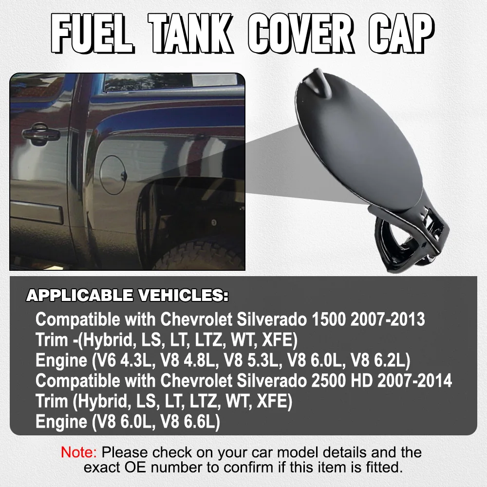 

Car Fuel Flap Tank Cover Cap For Chevrolet Silverado 1500 2500 HD 3500 HD GMC Sierra 1500 2500 HD 3500HD 25871805, 15940676
