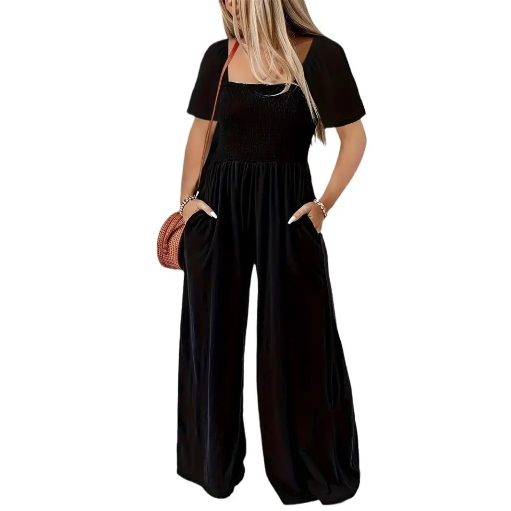 Summer Fashion Casual Loose Short-Sleeved Jumpsuit for Women TK Women's European And American Style