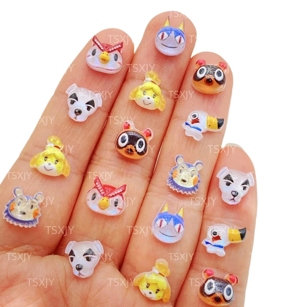 50 Stück gemischte Mini-3D-Cartoon-Tiere aus Kunstharz wie Katzen, Hunde, Vögel, Bären, Strass, DIY-Bastelbedarf für Nageldekorationen, Schmuck