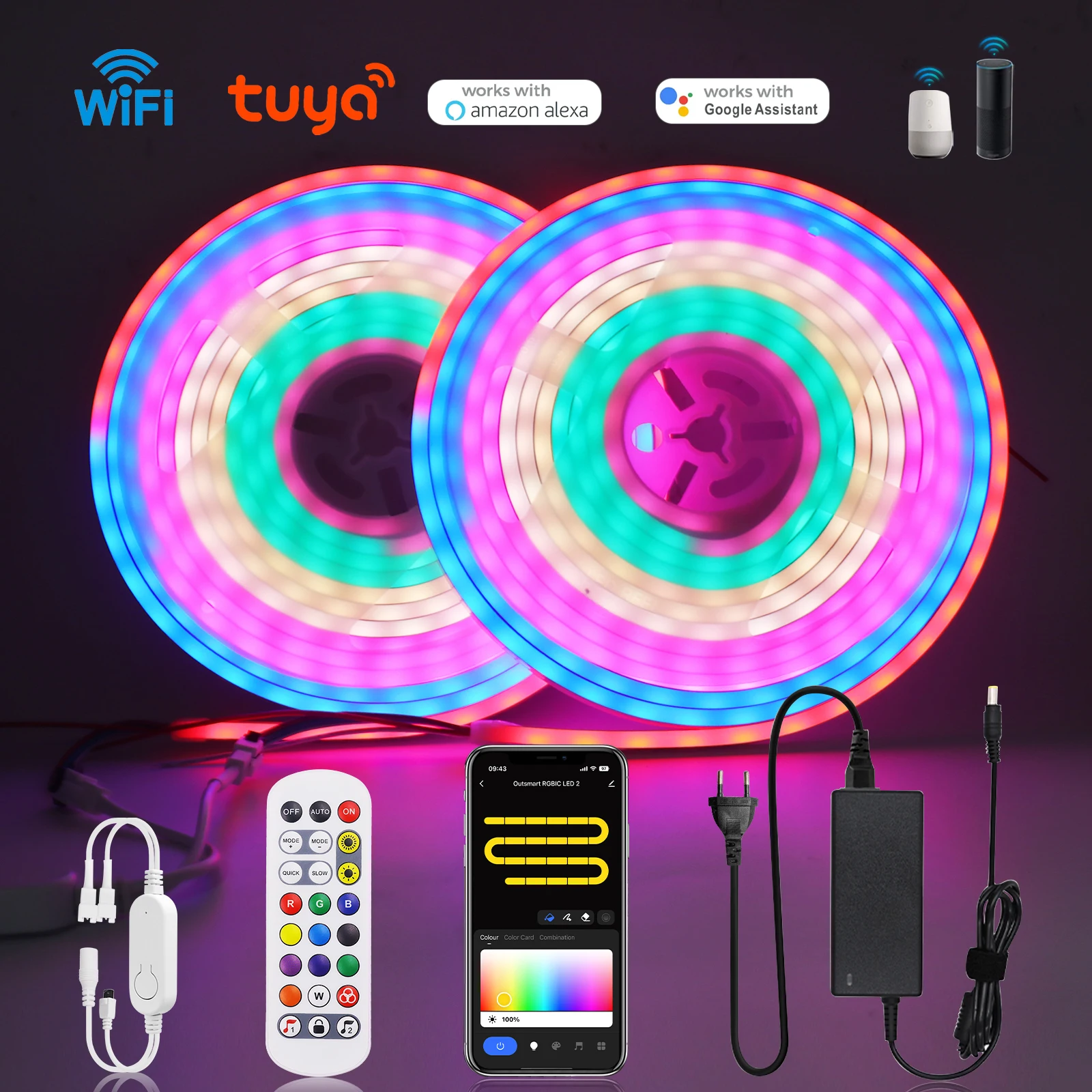 

Tuya WS2812B DC5V Full Color RGBIC Neon LED Light Strip Remote WiFi APP Control Outdoor Waterproof Pixels Led Lights 6X12 MM