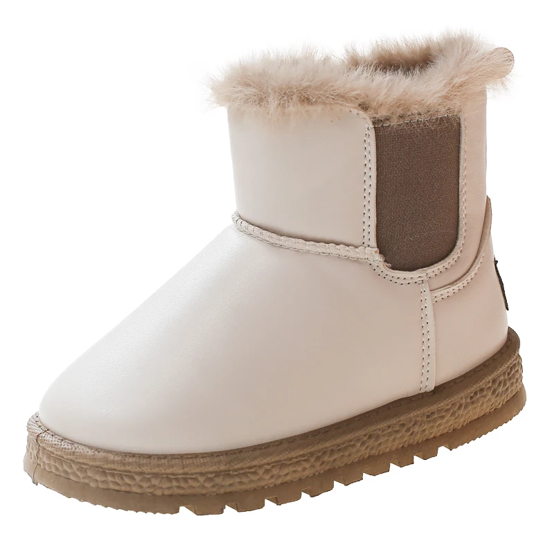 Botas de nieve clásicas de felpa para niñas, zapatos versátiles de PU para mantener el calor, simples, japoneses, 2024