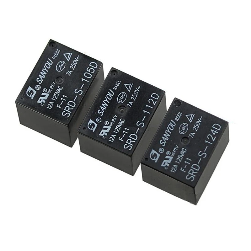 5PCS SRD-S-105D 5VDC SRD-S-112D 12VDC SRD-S-124D 24VDC 12A 5PINS DC5V DC12V DC24V 5V 12V 24V Power Relay