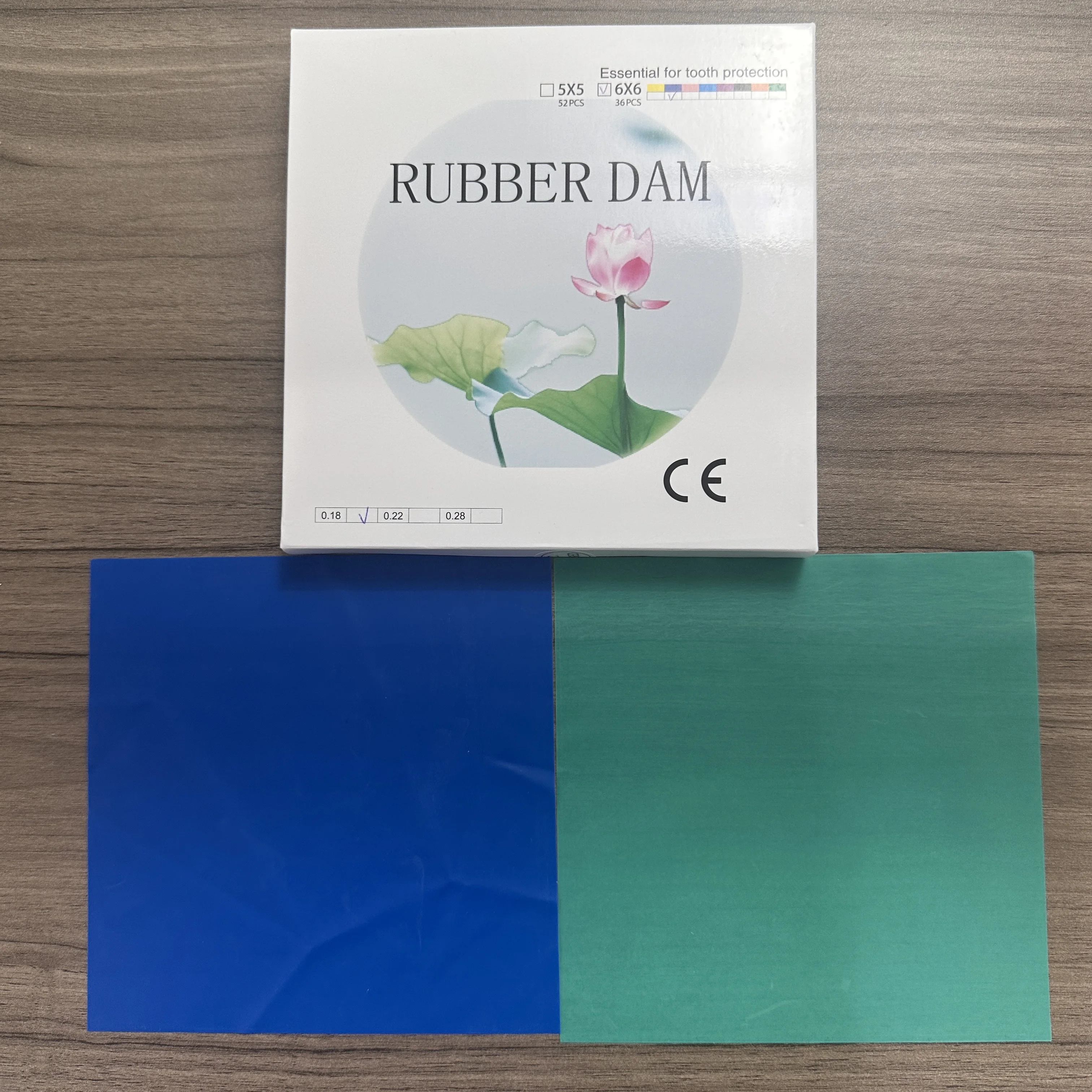 

36 шт., стоматологическая плотина из натурального каучука, латекса, нестерильная плотина, зеленая/синяя плотина для стоматологической резины