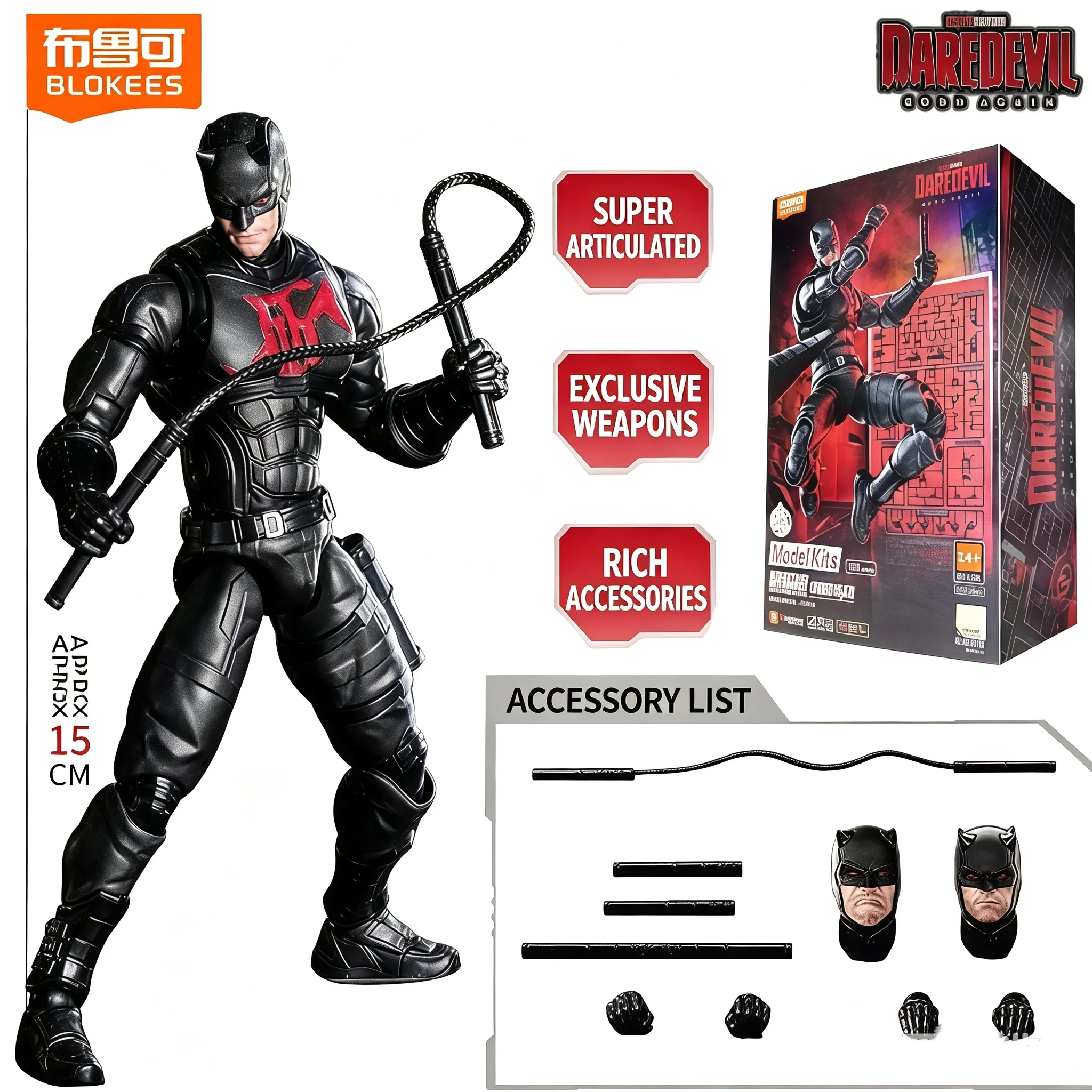 Blokees New Arrival Marvel Champion Daredevil Anti‑Venom Assembly Model Flexible Joints Fine Craft Desktop Display Hobby Gift