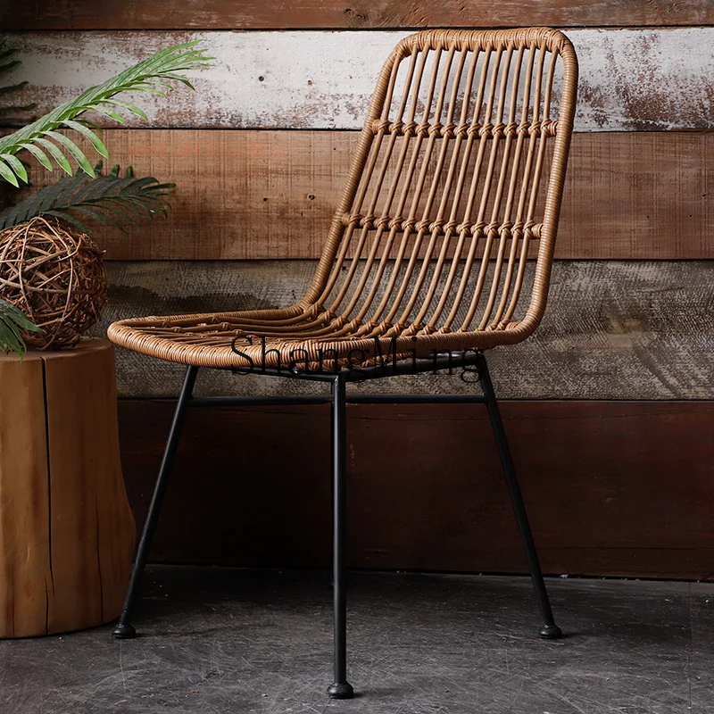 ZYY الترفيه في الهواء الطلق كرسي الروطان الحديد المطاوع شرفة كرسي طعام غير رسمي طاولة الروطان والكراسي بسيطة