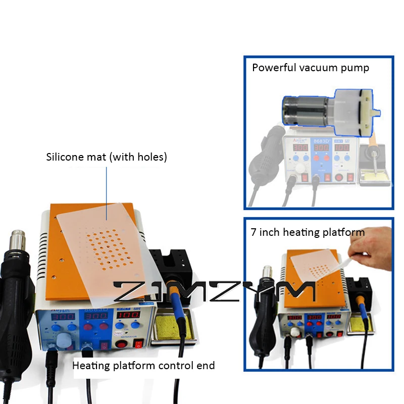 3 in 1 LCD Digital Hot Air Iron Separator soldering iron Best Soldering Station