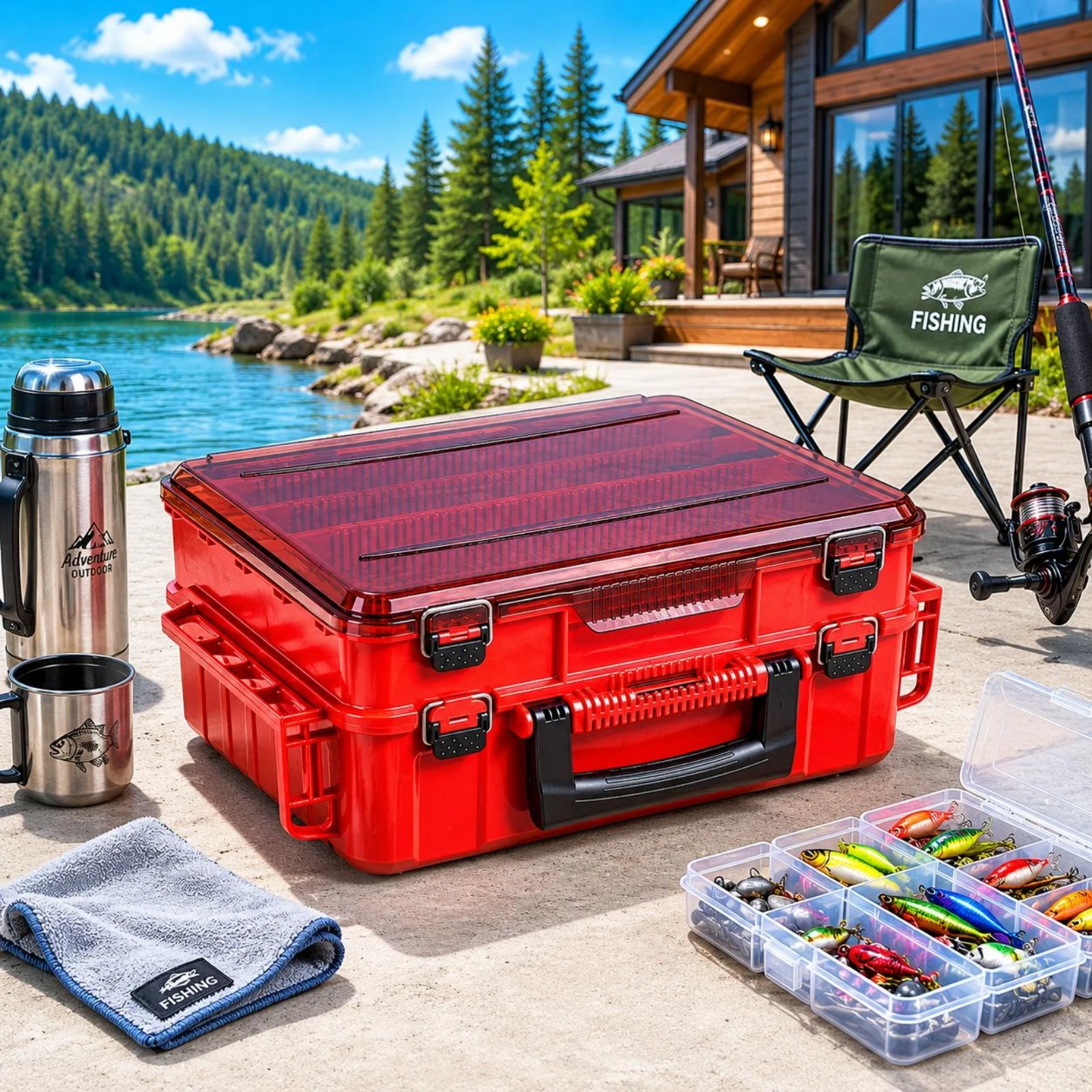 Double-Layer Tackle Box ABS Double Layer Tackle Box Modular Partitions Carrying Handle