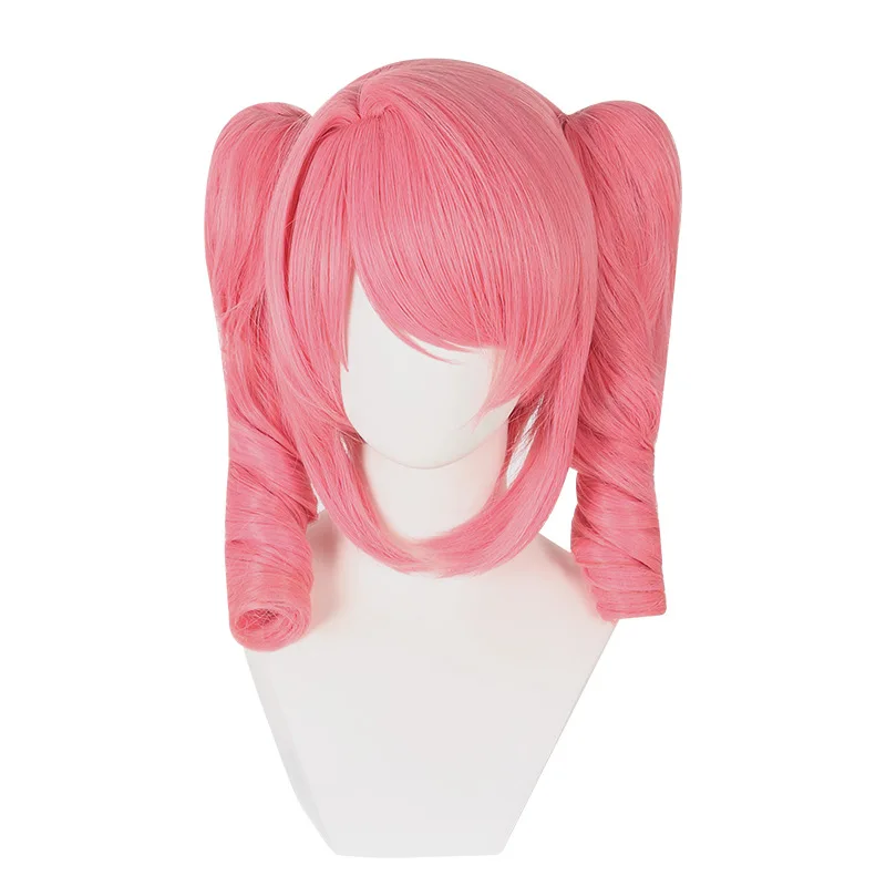 アニメウィッグ 魔法少女になりたい マゼンタ コスプレウィッグ 取り外し可能なダブルポニーテール