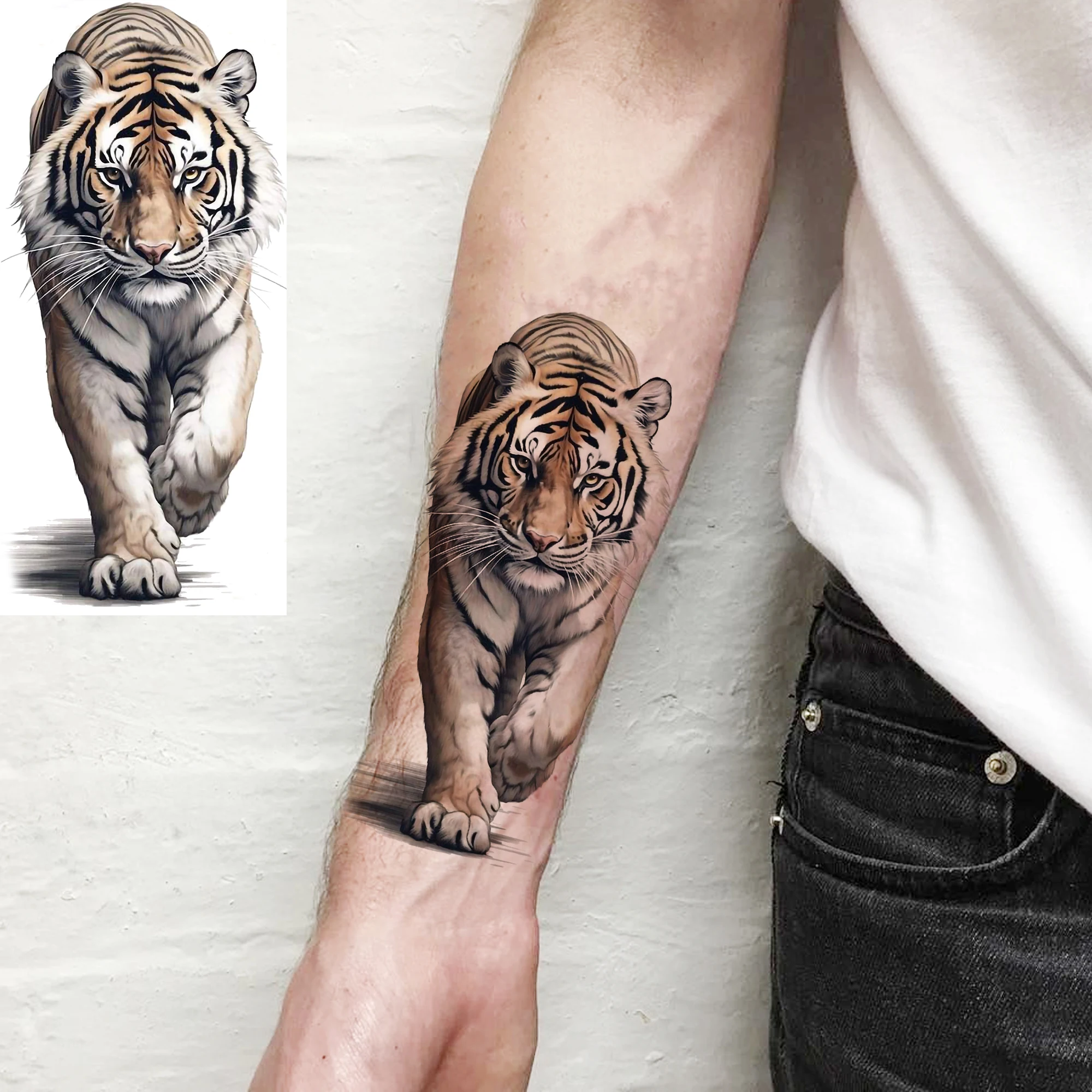 1 Sheet Floral Animal Phoenix Temporary Tattoo Stickers For Women Men Arm Forearm, Waterproof Long Lasting Realistic Fake Tatoos