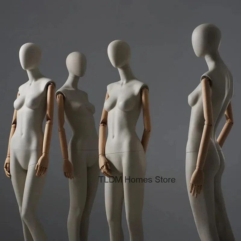 Clothing Store Female Mannequin Fabric Cover Body Model High-end Window Display Stands with Clavicle Full Body Mannequins