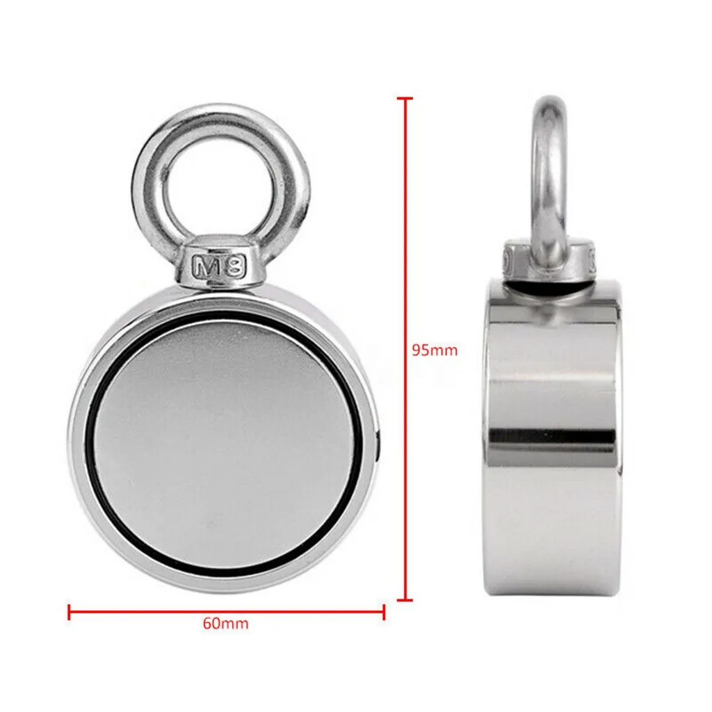 ضعف الجانب النيوديميوم المعادن المغناطيس كاشف الصيد عدة + 10 متر حبل قوي إنقاذ نهر الصيد مغناطيس حلقة هوك Imanes الدائم