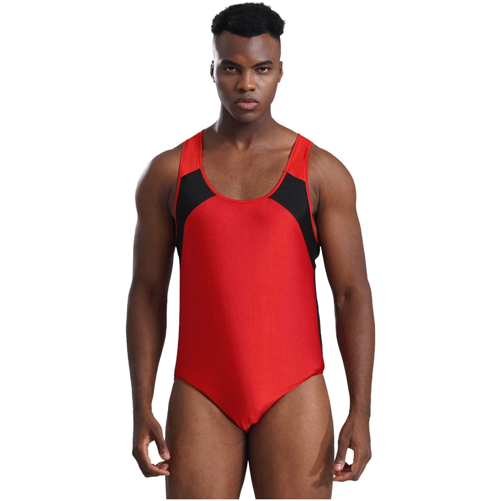 Men's Sleeveless Wrestling Singlet Leotard Racer Back Tank Bodysuits Gymnastics Fitness Jumpsuits Shapwear Ballet Dancewear