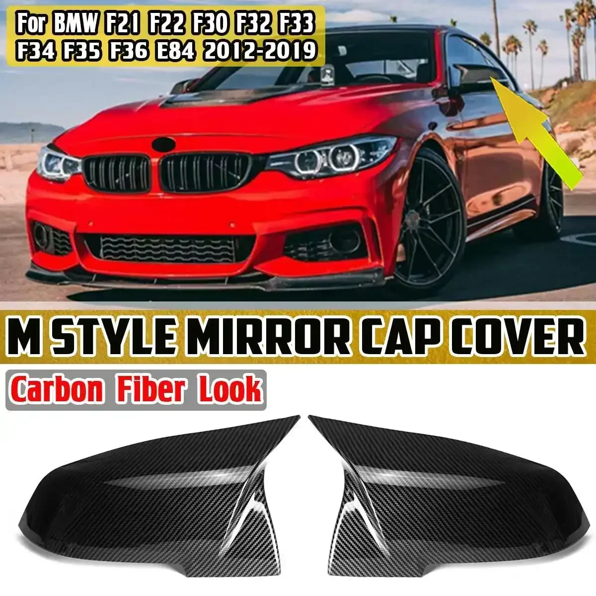 Capuchon de rétroviseur de voiture de style M, kit de carrosserie, porte latérale, couvercles de rétroviseur, BMW F21, F22, F30, F32, F33, F34, F35, F36, E84, 2012-2019, 2 pièces