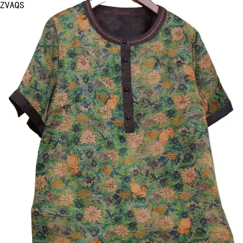 

ZVAQS 100% Mulberry Silk Woman Clothes 2026 Summer Top High Grade Xiangyunsha Short Sleeve Blouse Genuine Women Apparel고퀄 티셔츠