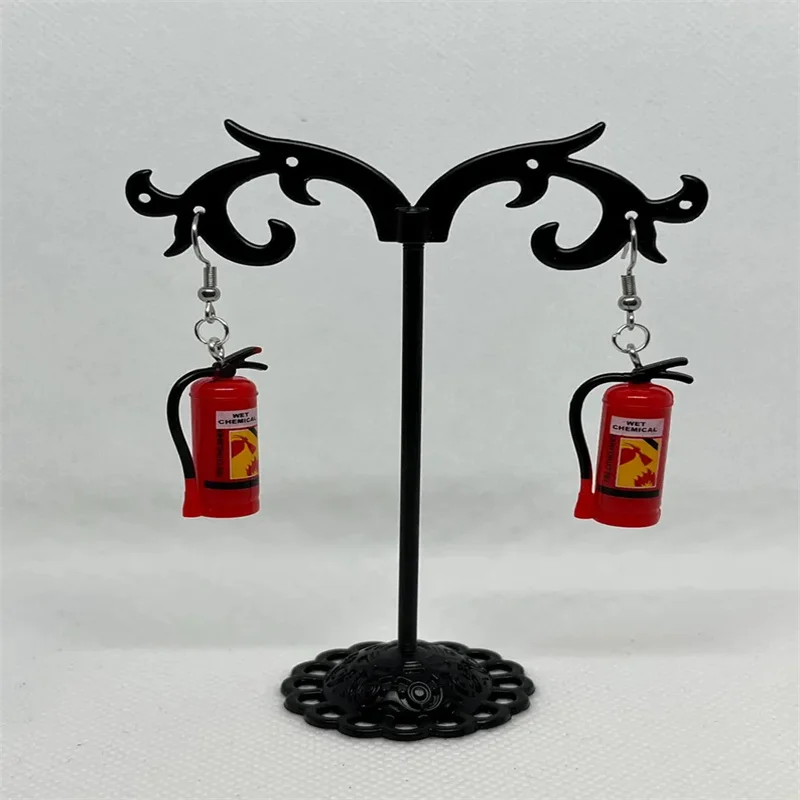 1 pair of fun fireextinguisher-shaped 3D earrings, a special gift for firefighter
