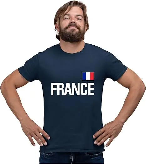 Frankreich Fußball Französisches Fußball-T-Shirt aus Weicher Baumwolle Y2k Fußball-Spieltag Grafik-Bekleidung Frankreich-Team Fans Personalisiertes Trikot-Shirt – Detail 16