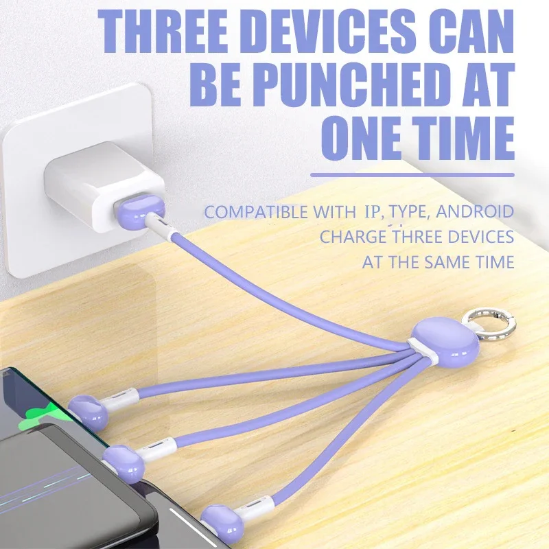 【Fast Delivery】15cm Portable 3 in 1 Short Cable Multi Cable keychain Fast Charging Cable for Micro USB/i/Type C Phone Cord 2A