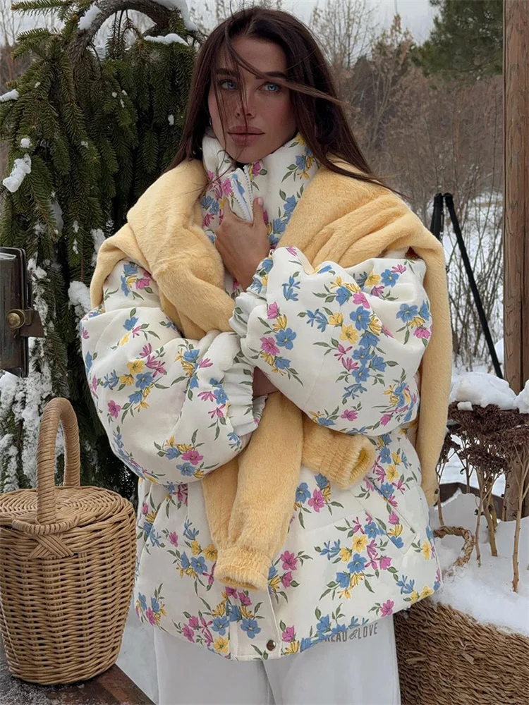 Tossy Winter Printed Fashion Jackets Outwear For Women Loose Contrast Zipper Pocket Loose Overcoat Female Warm Coat Jackets 2025