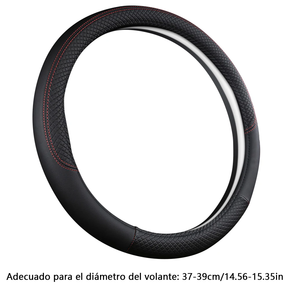 37-39cm Car Steering Wheel Cover with Eco-Friendly Rubber Ring PU Leather Non-slip Sweatproof Car Styling Accessories