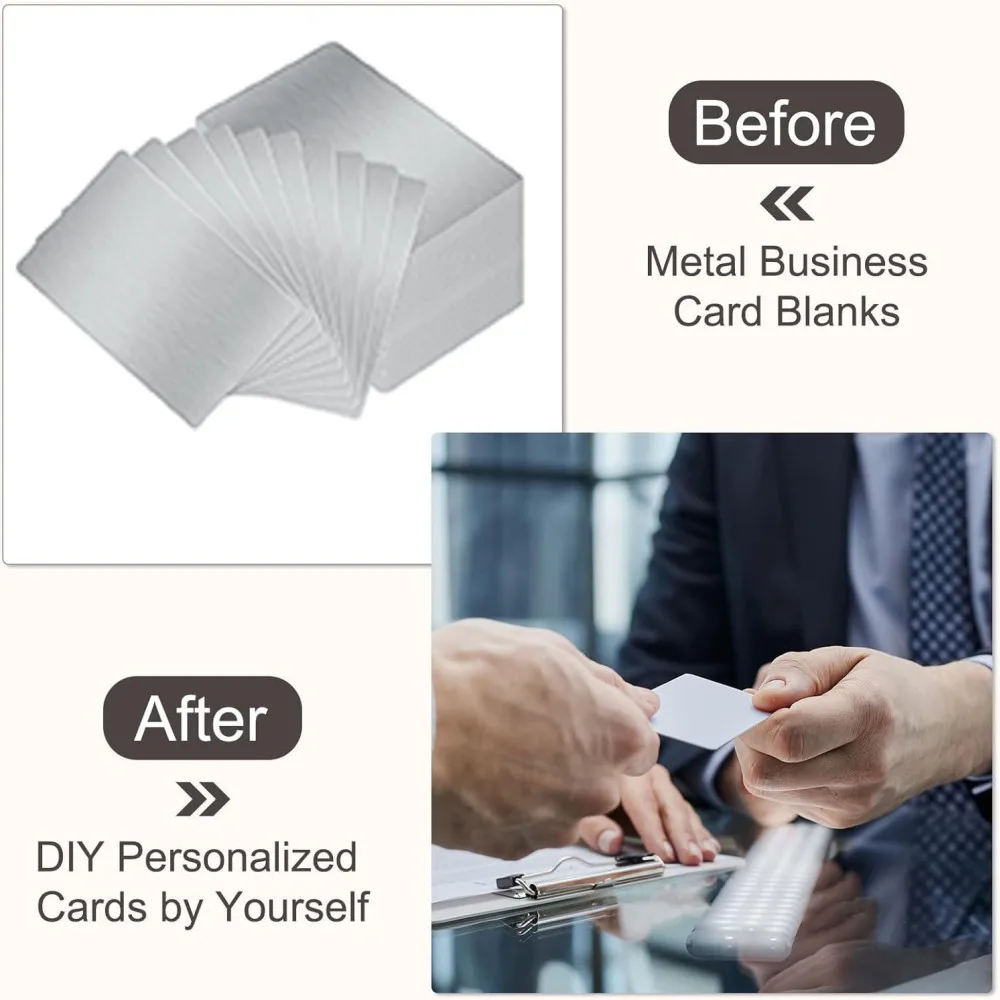 Blank Stainless Steel Card Brushed Metal Tag For Engraving Custom Logo VIP Membership Sign Waterproof Durable Nameplate