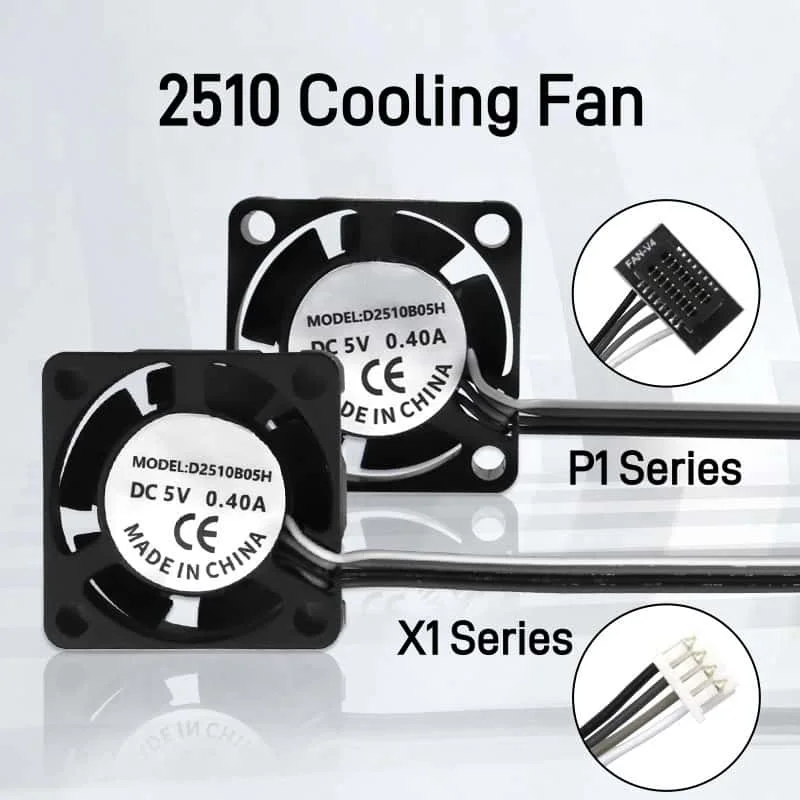 For Bambu Lab X1 Series Hotend Cooling Fan 2510 Dual Ball Bearing Brushless Fan 0.4A 5V Fans for Bambu X1/X1C 3D Printers