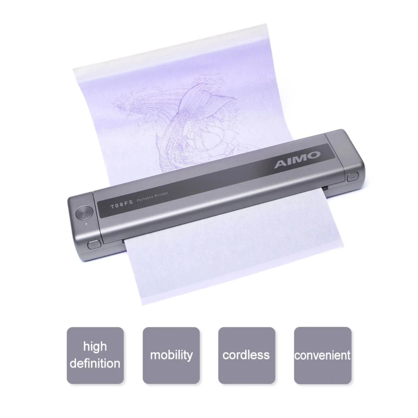 AIMO Tattoo Stencil Printer Thermal Wireless Tattoo Transfer Kit Machine with Transfer Paper Compatible with Smartphone & PC