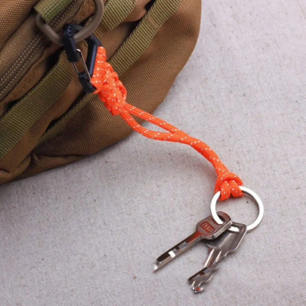 Driehoek Gesp Paracord Sleutelhanger Hoge Sterkte Anti-Verloren Gevlochten Geweven Sleutelhanger Multifunctionele 20Cm Parachute Koord Carabiner