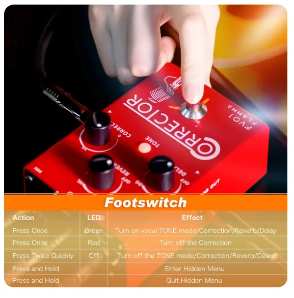 FLAMMA FV01 Vocal Effects Processor Pitch Correction with Delay Reverb Effects for Microphone Amplifier Stompbox Guitar