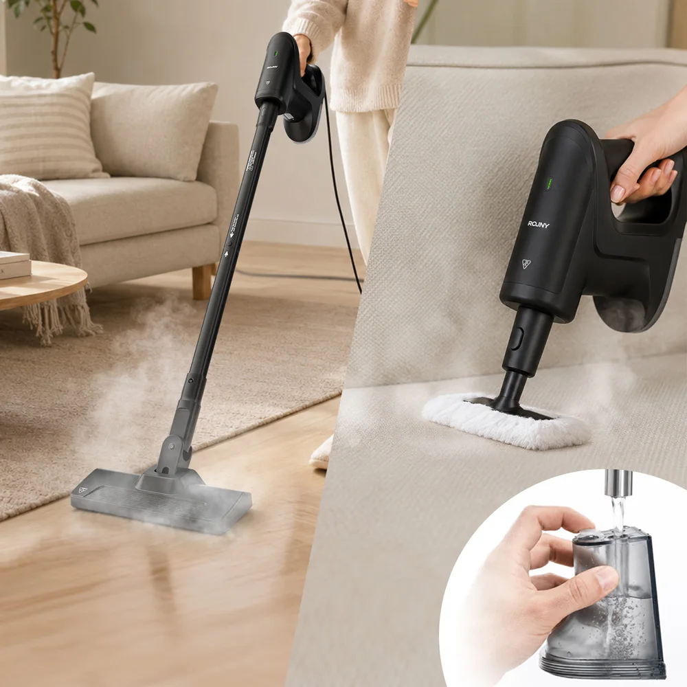 ROUNY 11-in-1 Steam Mop, Detachable Handheld Steamer with 20s Fast Heat-Up and 135°C Steam for Floor, Tile and Carpet Cleaning