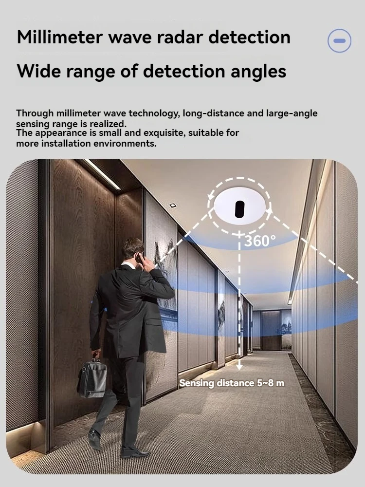 Sensor de presencia humana, interruptor de inducción de radar integrado con micromovimiento de onda milimétrica inteligente