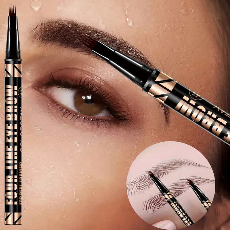 4 포크 리퀴드 마이크로블레이딩 아이브로우 펜슬 방수 빠른 건조 아이브로우 펜슬 자연스러운 롱래스팅 아이브로우 메이크업 3가지 색상