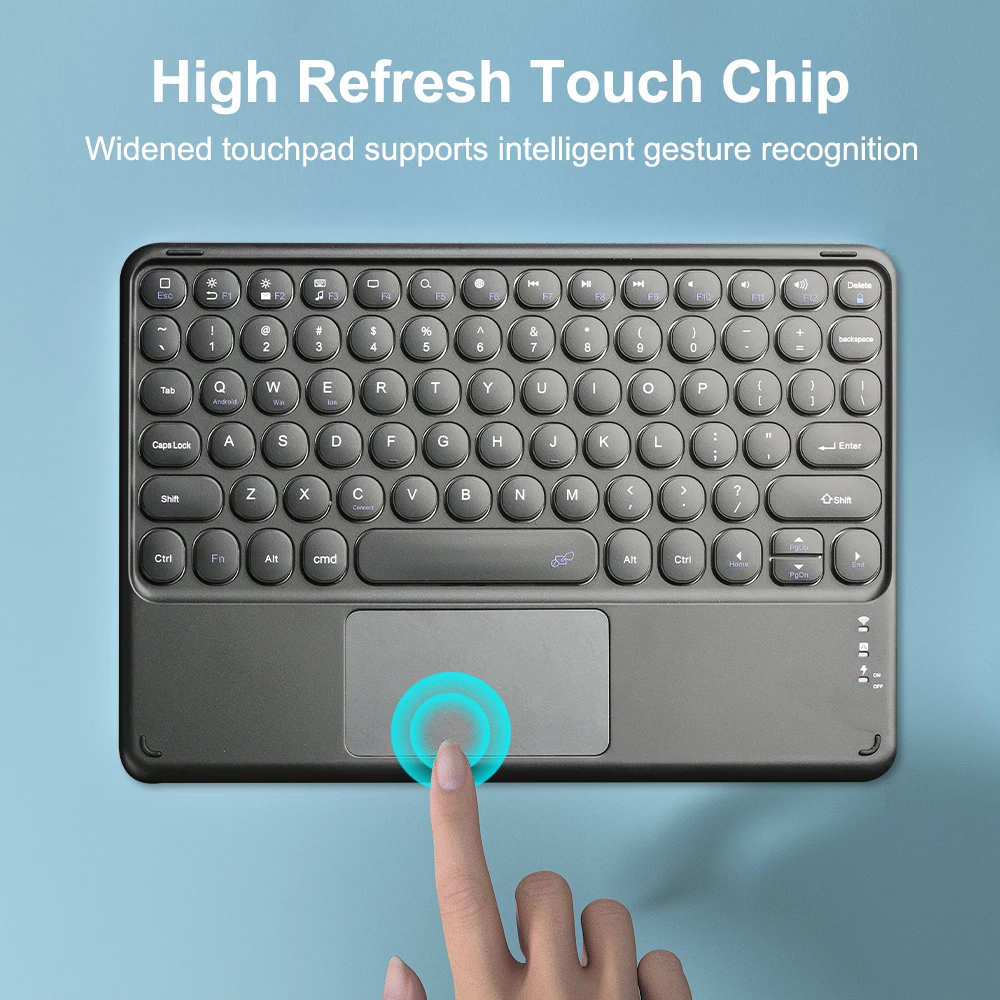 Wireless Bluetooth Keyboard with Touch Touchpad, Ultra-Slim Portable Rechargeable Keyboard for iPad, iPhone, iOS Android Windows