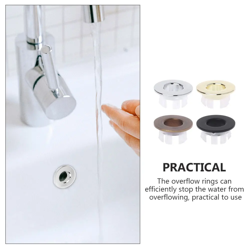 

4Pcs Basin Overflow Covers Ceramic Sink Hole Ring Durable Bathroom Sink Cover Easy to Handle Assured