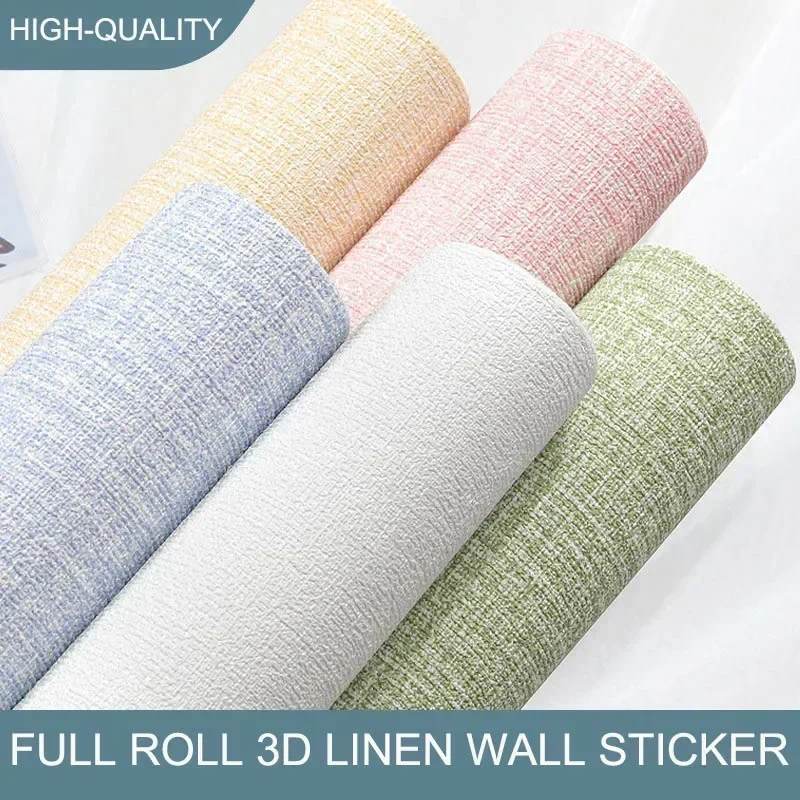 

Linen Texture 3D Wall Paper Self Adhesive Waterproof Moisture Proof Wall Decals Removable Home Wall Art Decoration