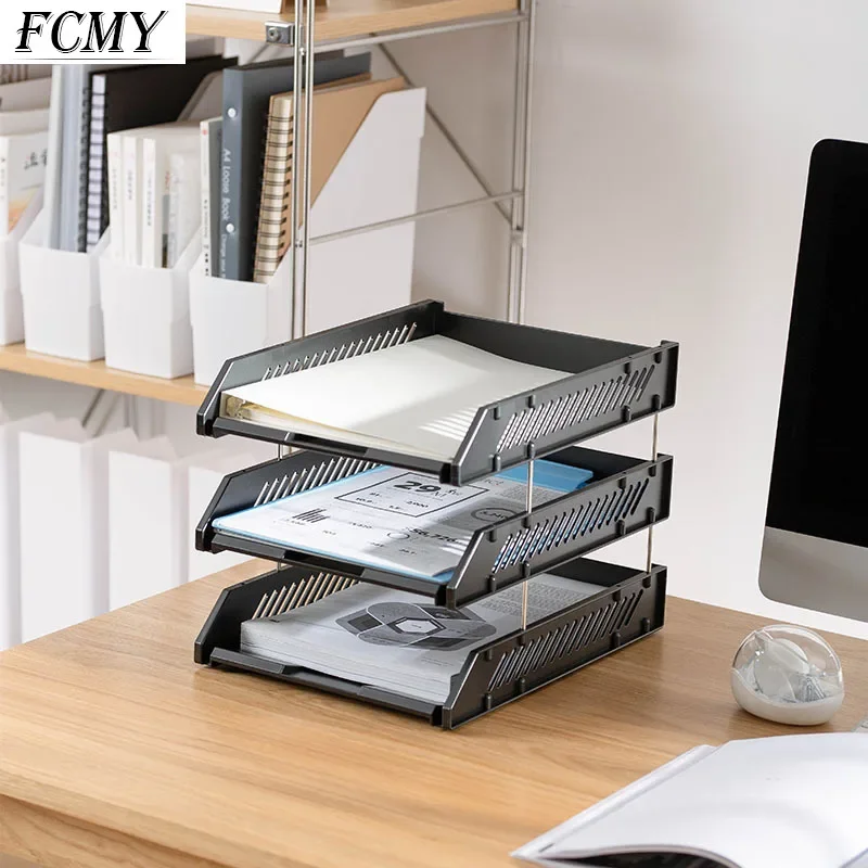 

A4 File Tray Envelope Tray Horizontal File Rack 3-layer Stackable Design Paper Storage Box Desktop Supplies office accessories